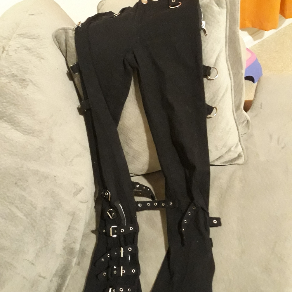 Street vibes punk buckle and zip pants